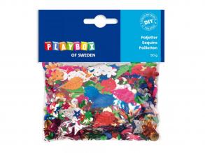 PlayBox: Több méretu, színu és formájú flitterek 50g-os csomag