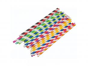 PlayBox: Csíkos színes papírszívószál szett 50 db-os