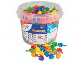 PlayBox: Színes közepes méretu mozaik pötyi 125 db-os szett vödörben 1,5cm