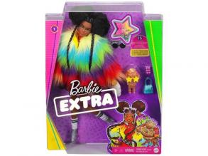 Barbie Extra: Baba szivárványos szőrmekabátban kiskedvenccel - Mattel
