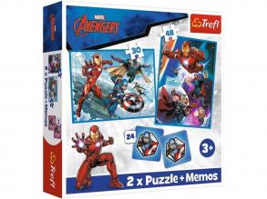 Marvel: Bosszúállók puzzle és memóriakártya 2 az 1-ben szett - Trefl