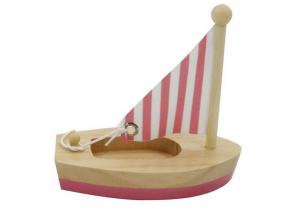 Mini fa vitorlás hajó rózsaszín-natúr