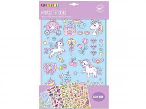 PlayBox: Unikornis mintás mega matrica szett - 500db-os