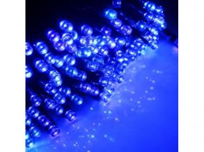 Led fényfüzér , kültéri , napelemes , 100 LED , 5 m , kék , IP44