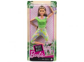 Barbie: Hajlékony jógababa barna hajjal zöld felsőben - Mattel