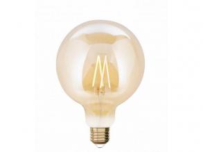 LED lámpa , égő , izzószálas hatás , filament , gömb , E27 foglalat , G125 , 7.5W , dimmelhető , CCT , LUTEC CONNECT
