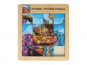 Fa csúsztatható puzzle, Dino, 15 darabos.
