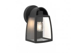 LED lámpatest , oldalfali , E27 foglalat , matt fekete , átlátszó üveg, kültéri , IP44 , LUTEC , KELSEY