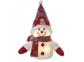 LED dekoráció , beltéri , hóember , 25 cm , meleg fehér , plüss, elemes , EMOS