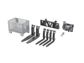 homlokrakodós Traktorokhoz rácsraklap, kötélmotolla és előltöltővilla, 1:16 - Bruder