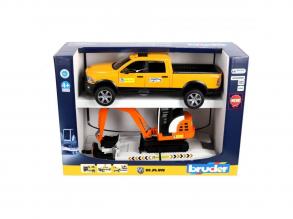 Bruder Dodge RAM 2500 pickup autó, utánfutóval és mini kotrógéppel