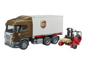 Scania R konténeres UPS teherautó targoncával, Bruder