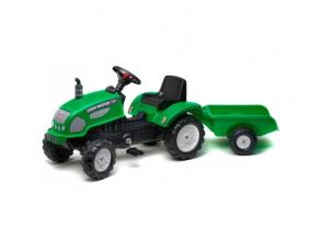 Farm Master 720i lábbal hajtós traktor utánfutóval zöld színben - FALK