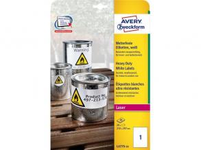 Avery L4775-20 210×297mm vízálló 20db-os fehér etikett