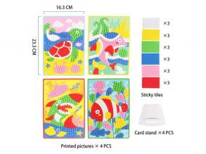 Mozaik-kollázs víz alatti világ kézműves készlet, 4 db 16x23 cm-es képhez