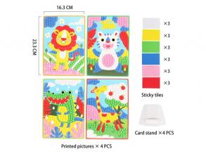 Mozaik-kollázs vadállatok kézműves készlet, 4 db 16x23 cm-es képhez