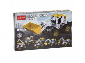 Fém építőkészlet teherautó horogemelővel, 111 darabos.