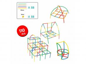 Rugalmas pálcika építőelemek, 110 db