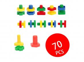 Építőcsavarok tárolódobozban, 70 darabos szett