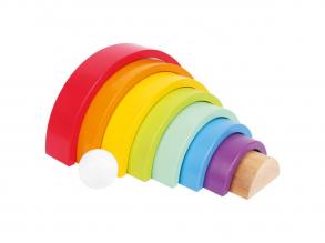 Fa építőkockák Szivárvány, 9 db