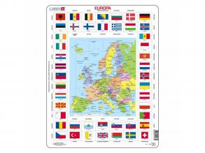 Larsen Európa térkép zászlókkal, 70 db-os, holland