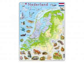 Larsen puzzle Hollandia térkép  földrajzi, állatokkal, 68 darabos, holland