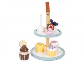 Small Foot - Játék sütitálaló fából, muffinokkal, 13 db.