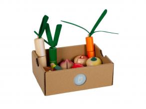 Small Foot - Szeletelő és zöldség játék készlet, fából készült, 14 darabos