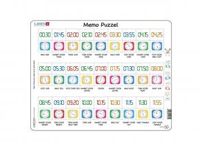 Larsen Memo Puzzle Óra tanulás Hagyományos és digitális óra, 54 darabos, idegen nyelvű kiadvány