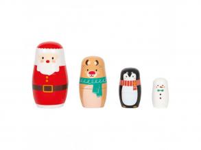 Small Foot - karácsonyi matrjoska babák, 4 db, 11 x 6 x 6 cm
