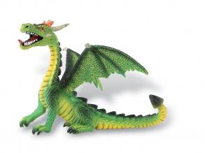 ülő sárkány figura, zöld színű, 11 cm