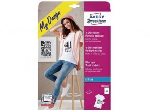 Avery MD1001 A4 világos/fehér textilre vasalható 5db fólia