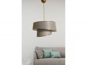 Opviq, 390FLH1633, Skandináv csillár, fém test szövet sapkával (32x32 cm, magasság: 20 cm), bézs és arany, CE minősítésű, E27 Ma