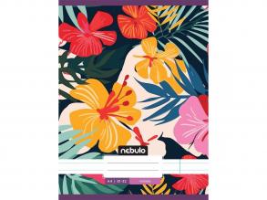 Nebulo: Tűzött vonalas retro virágos mintás füzet 81-32 A/4