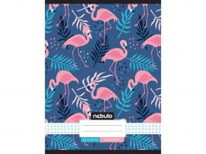 Nebulo: Tűzött kockás flamingó mintás füzet 87-32 A/4
