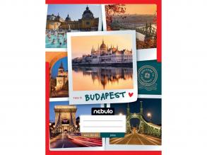 Nebulo: Tűzött sima Budapest mintás füzet 80-32 A/4