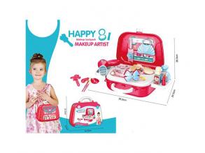 Hordozható piros fodrász készlet bőröndben 17db-os szett