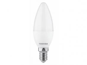 LED lámpa , égő , gyertya , E14 foglalat , 4.7 Watt , 180° , természetes fehér , 3 darabos csomag , TOSHIBA , 5 év garancia
