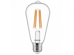 LED lámpa , égő , izzószálás hatás , filament , E27 foglalat , ST64 , 7 Watt , dimmelhető , meleg fehér , TOSHIBA , 5 év garanci