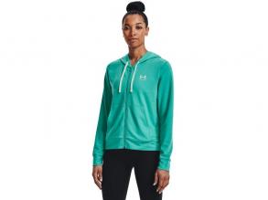 Rival Terry Fz Hoodie Under Armour női zöld színű training kapucnis pulóver