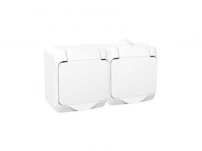 Schneider WDE000523 CEDAR PLUS GYV/csapófedéllel/IP44 fehér 2x2P+F csatlakozóaljzat