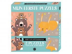 Az első puzzle kirakóm  medvék és alvó nyuszik, 2 x 4 darabos