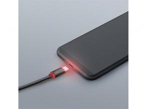 Delight fekete iPhone Lightning adatkábel LED fénnyel 1m