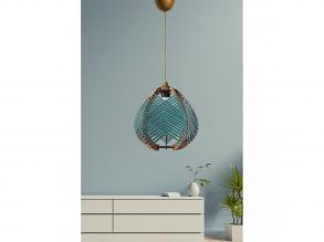 Opviq, 687HMY1459, Elegáns kék csillár, 30 cm magasság, 25 cm szélesség, E27 aljzat, max 40 W, műanyag ház, pamut sapka, állítha