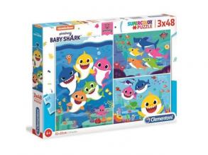 Baby Shark 3x48db-os puzzle - Clementoni