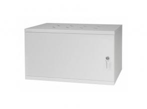 Stalflex RC19-6U-350MG 19" 6U 350 mm mély lapra szerelt szürke fém ajtós fali rack szekrény