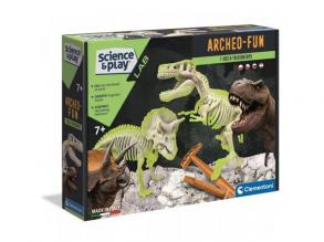 Science&Play: Archeofun Világító T-rex és Triceratops régész szett - Clementoni