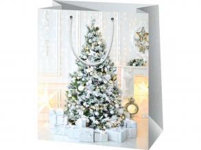 Karácsonyfás óriás méretű exkluzív ajándéktáska 33x15x44cm