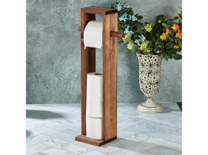 Természetes fából készült WC-papír tartó, 61 cm | Stílusos és funkcionális