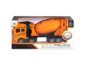 City Truck: Négytengelyes fém teherautó modell betonkeverő felépítménnyel - fénnyel és hanggal